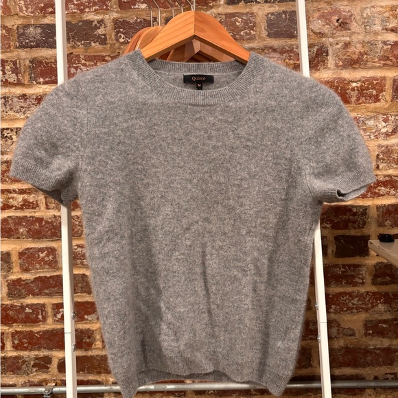 Quince Sweaters - Quince Gray Women's Cashmere Crew Neck Short Sleeve Sweater